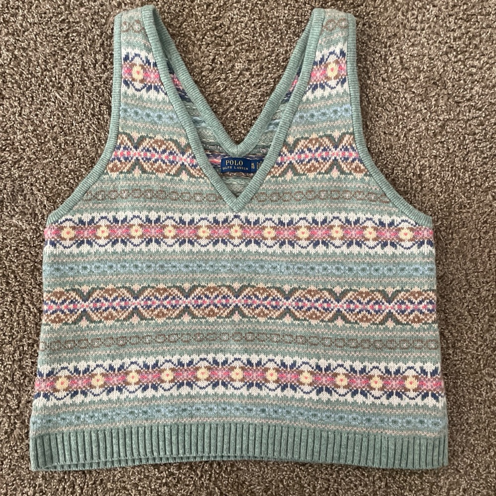 Ralph Lauren Multicolor Knit V-Neck Tank Top size XL